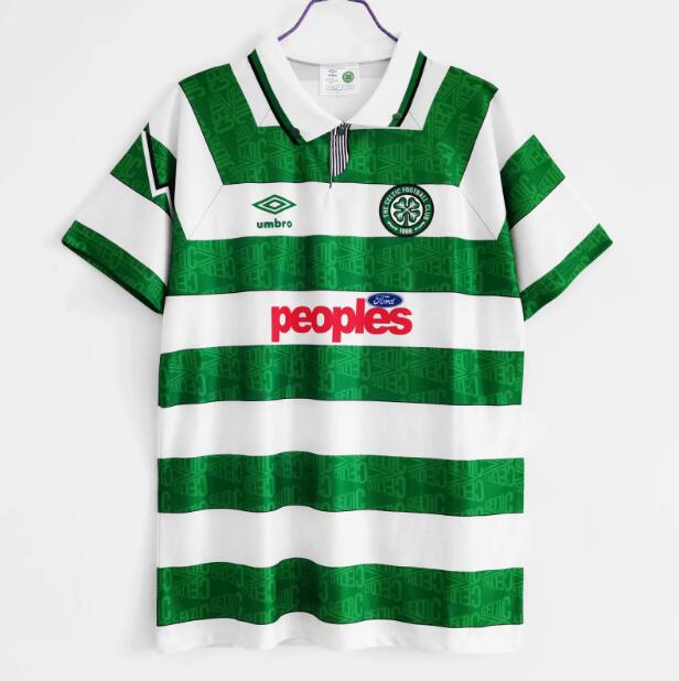 1991-92 Celtic Retro Home Kit Soccer Jersey